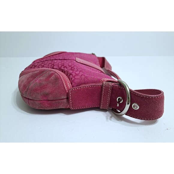 Coach Small Soho Pink Signature C Canvas Ceather Bag Y2K 6818 - Picture 7 of 14